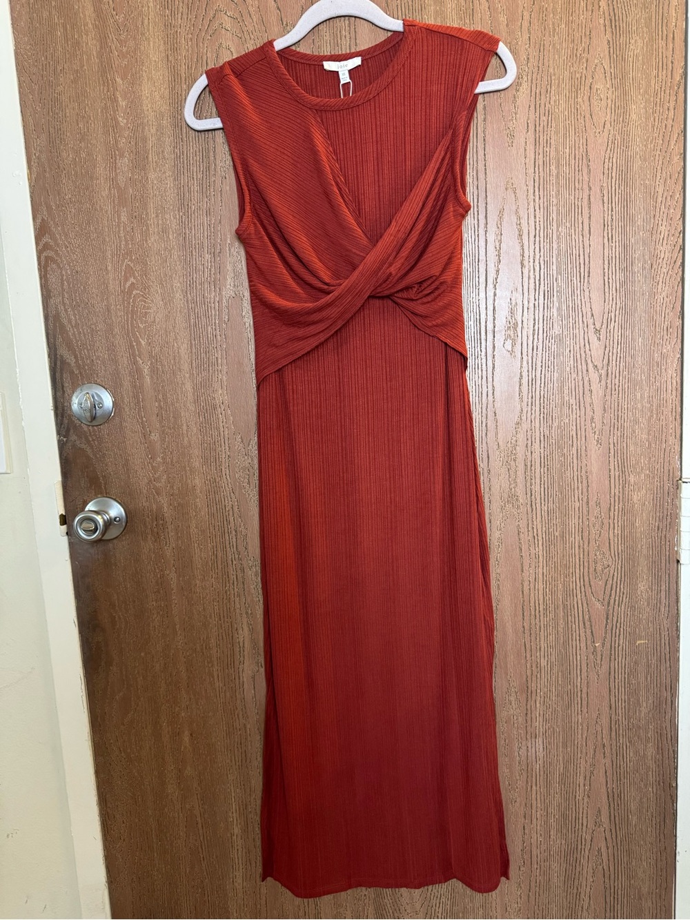 Joie Rust Twist-Front Sleeveless Maxi Dress